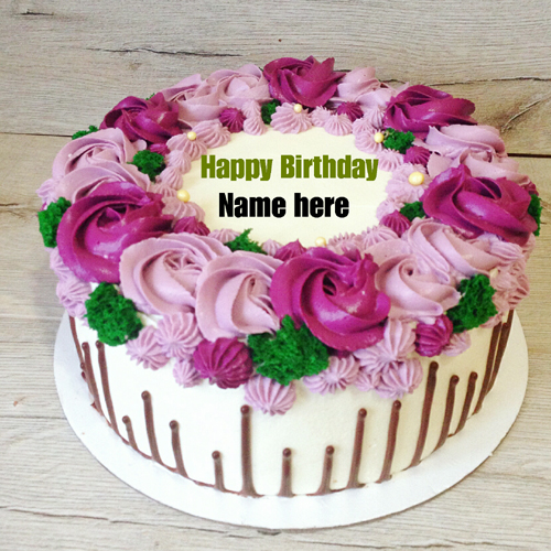 Write Name On Beautiful Flower Birthday Cake 