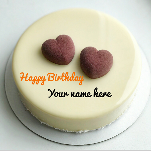 Vanilla Birthday Name Cake With Chocolate Heart On It 