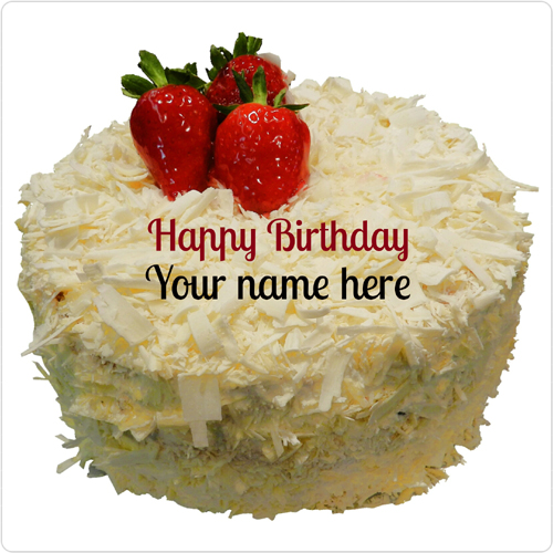White Forest Strawberry Birthday Cake With Brother Name