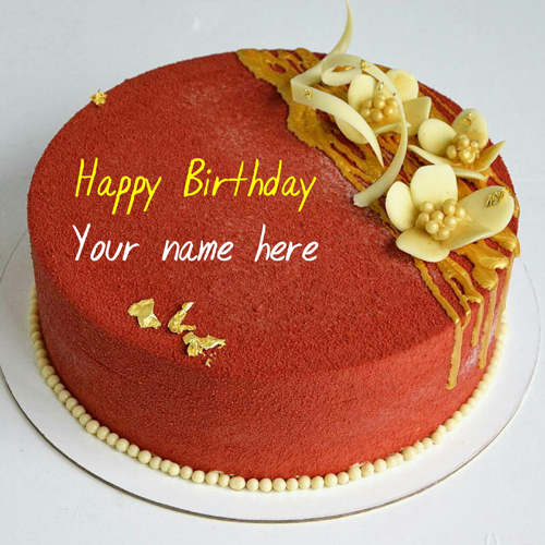 Write Name On Red Velvet Birthday Cake For Friend
