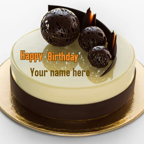 Vanilla Chocolate Ball Decorated Cake With Name On It