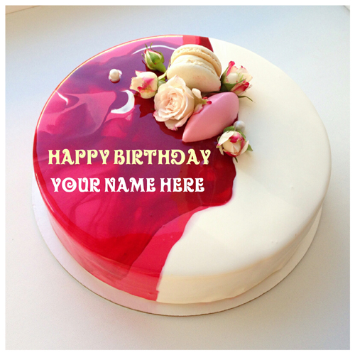 Rose Vanilla Flavored Birthday Cake With Mother Name 