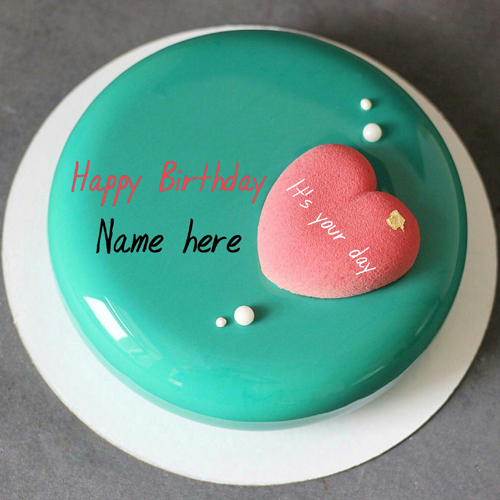 Create Name On Romantic Birthday Cake With Heart 