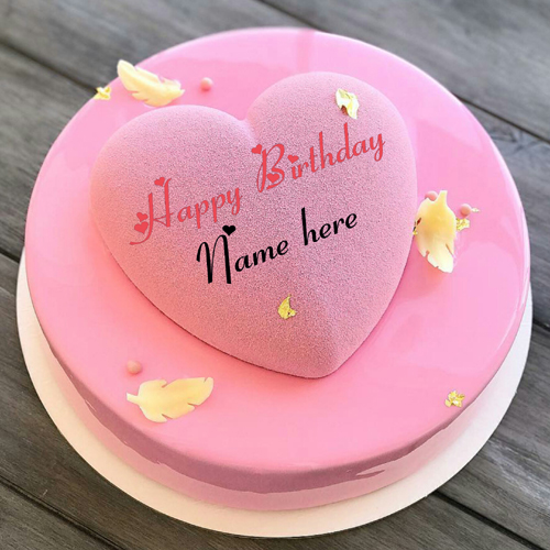 Write Name On Heart Birthday Cake For Dear Wife