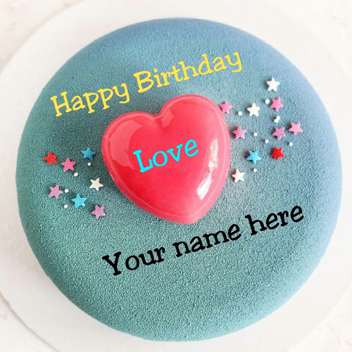 Write Name On Birthday Cake With Heart For Dear Husband