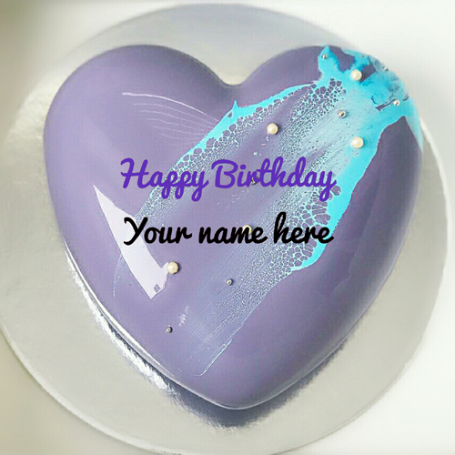 Heart Shaped Black Currant Birthday Cake With Name 