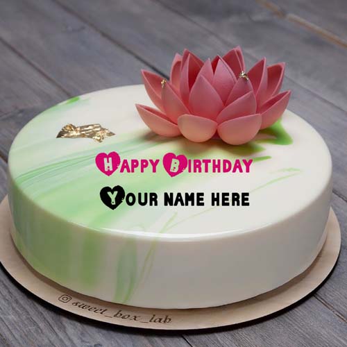 Write Name On Birthday Cake With Lotus Flower