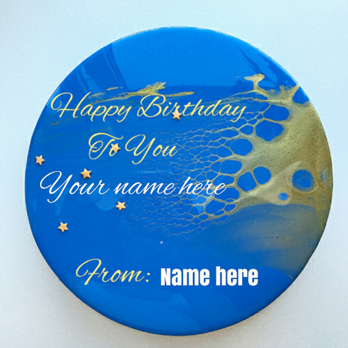 Blue Color Birthday Cake With Name For Best Friend