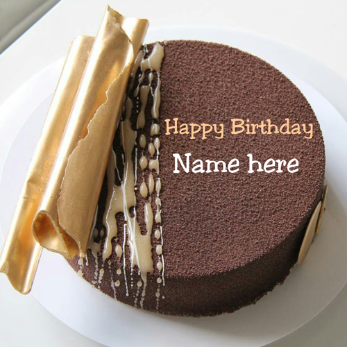 Chocolate Caramel Velvet Birthday Cake With Name On It