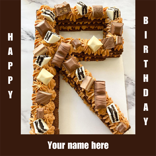 R Letter Birthday Cake With Name On It