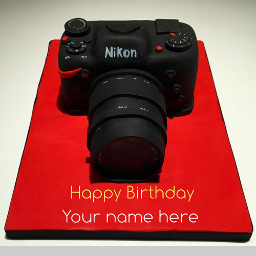 Photographer Birthday Name Cake With DSLR Camera