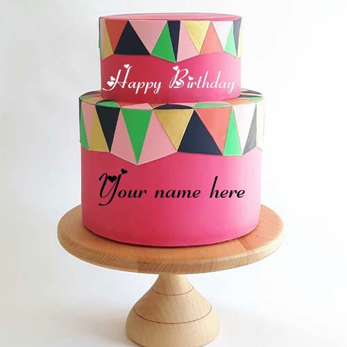 Strawberry Flavor Double Layer Cake With Name On It