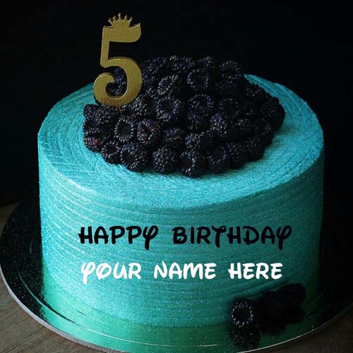 Happy 5th Birthday Cake For Kid With Name