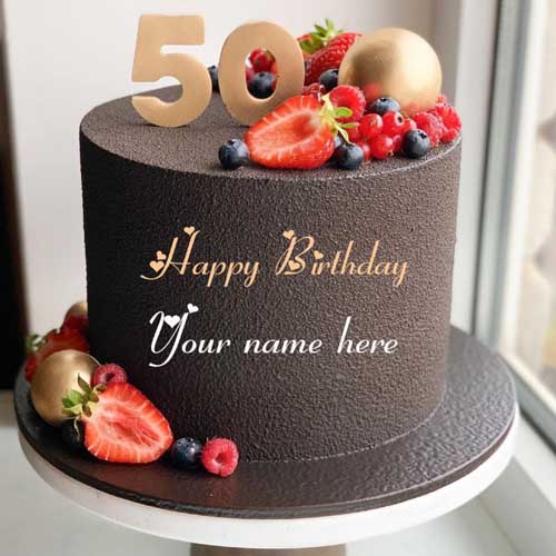 Happy 50th Birthday Wishes Cake With Name On It