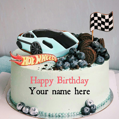 Sports Car Birthday Cake With Name For Brother