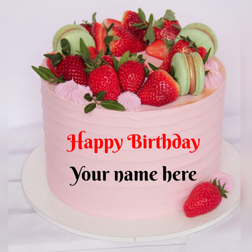 Strawberry Flavor Butter Cream Cake With Macaroons