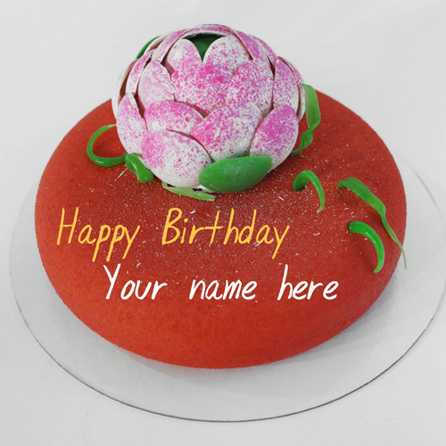 Print Name On Orange Flavor Birthday Cake For Father