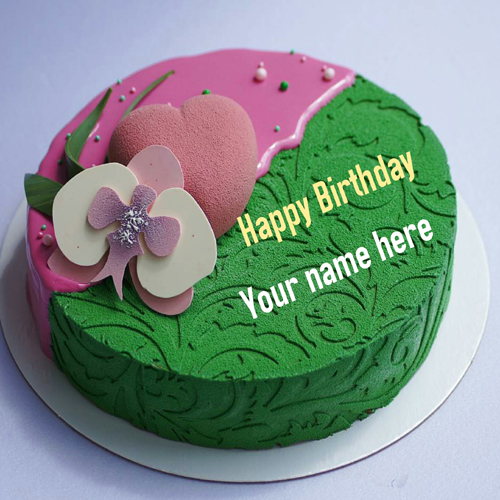 Designer Heart Birthday Cake With Name For Wife
