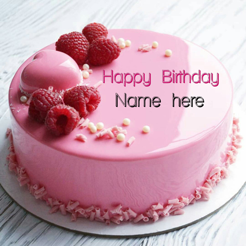 Strawberry Birthday Cake With Heart For Girlfriend