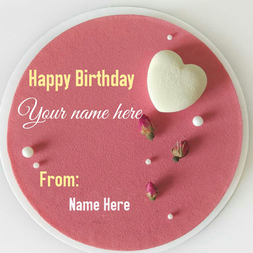 Strawberry Heart Birthday Cake With Name For Wife