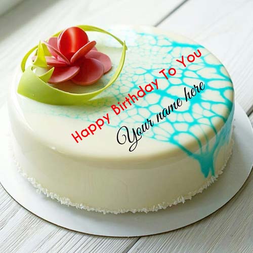 Vanilla Flavor Flower Decorated Birthday Cake With Name
