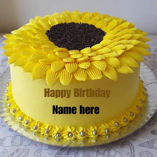 Sunflower Butter Cream Birthday Name Cake For Friend