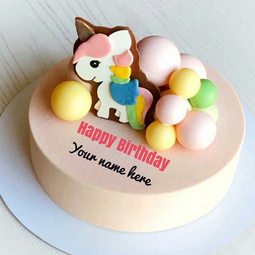 Cartoon Birthday Cake With Name On It For Kid