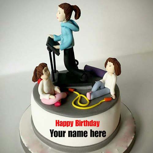 Gym Trainer Special Birthday Cake With Name On It