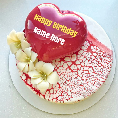 Romantic Birthday Cake With Wife Name On It