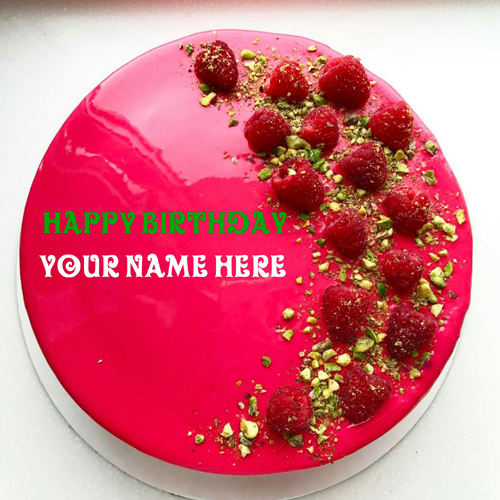 Strawberry Birthday Cake With Name For Friend