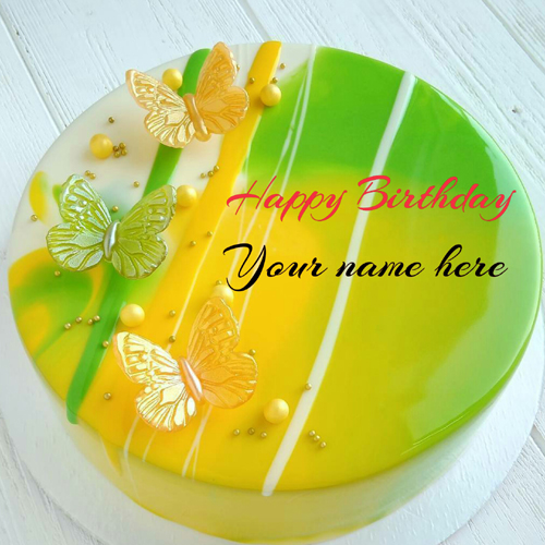 Butterfly Birthday Cake With Name On It For Friend