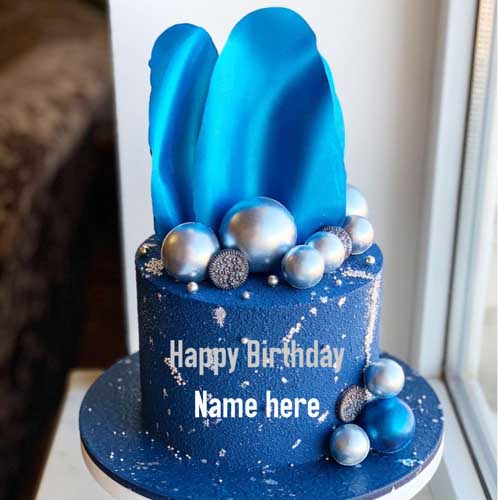 Blue Lagoon Birthday Cake With Name On It
