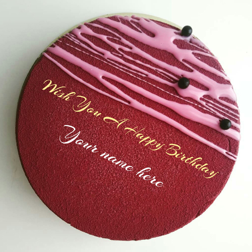 Red Velvet Birthday Cake For Hubby With Name On It