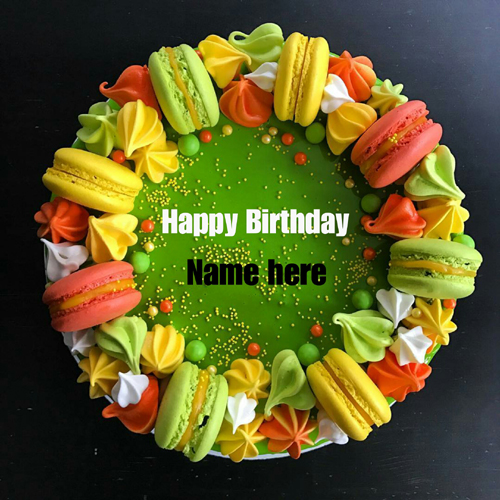 Multi Color Donut On Birthday Cake With Name For Friend
